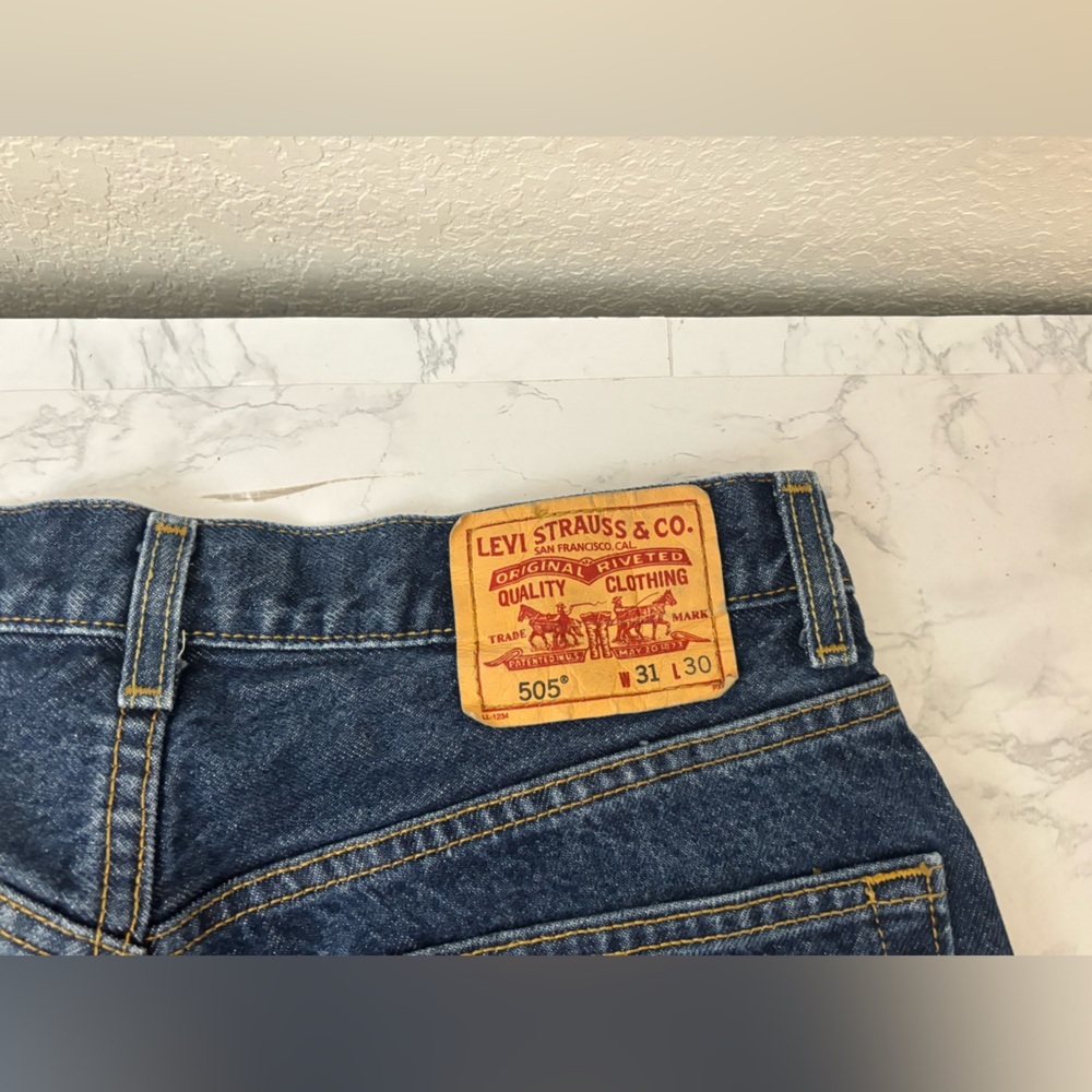 Vintage Mens LEVIS 505 Straight Leg Jeans 31x30 Red Tab Regular Fit Patches​ - Picture 5 of 7